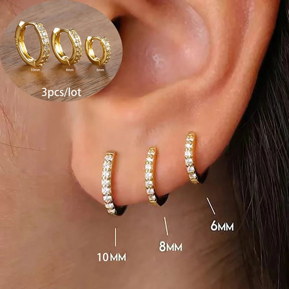 3 Piece Fashion Stainless Steel Round Star Drop Earrings Set for Women 18K Gold Plated Dangle Earring Punk Unisex Rock  Jewelry Econic Blanks