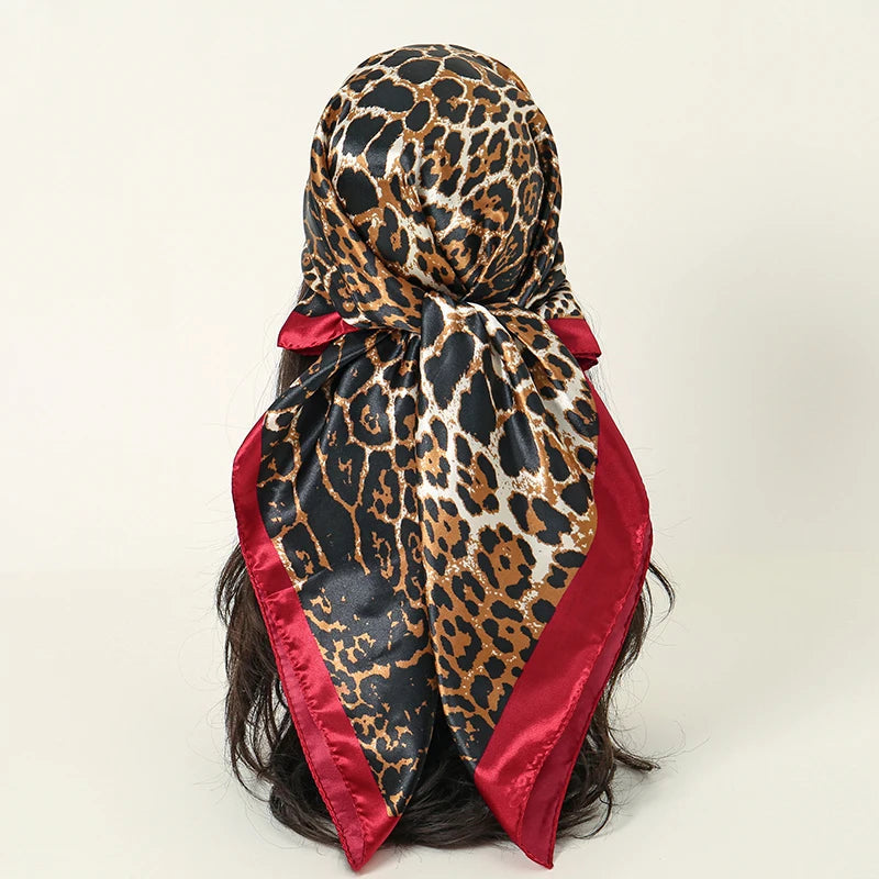 Handkerchiefs Hair Silk Scarf 90*90cm Print Satin Big Square Silk Scarves Shawls for Women Luxury Brand Designer Hijab Headband Quick Pick Grocers