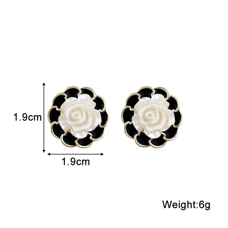 Pure White Women's Dangle Earrings Blooming Flower Acrylic Enamel Butterfly Imitation Pearl Heart Hanging Earrings Elegant brinc Econic Blanks