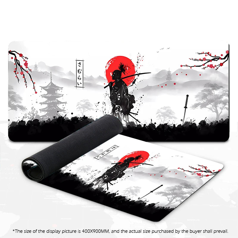 Samurai Warrior Mouse Pad Gamer Computer Accessories Keyboard Table Mat Black Mousepad Company Gaming Laptop Desk Accessory Pc Quick Pick Grocers