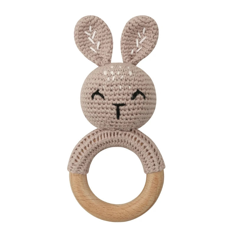 BPA Free Baby Wooden Teether Crochet Cartoon Baby Rattle Toys Wooden Ring Rodent Toys Mobile Gym Kids Newborn Educational Toys Purest Peak