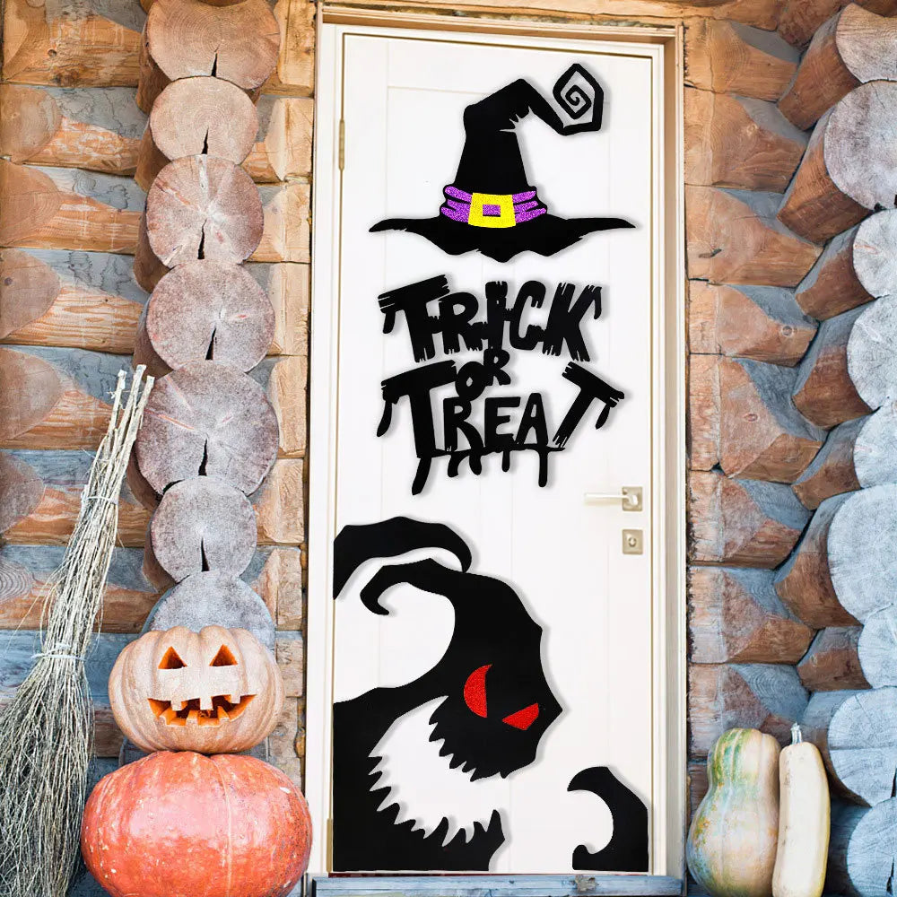 Halloween decoration room door stickers window decor skeleton hand pumpkin DIY devil witch hat glass window stickers ghost Econic Blanks