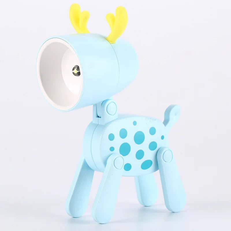 LED Night Light Mini Folding Desk Lamp Cute Pet Lights Dog Deer Portable Night Light Student Living Room Decor Gift Quick Pick Grocers