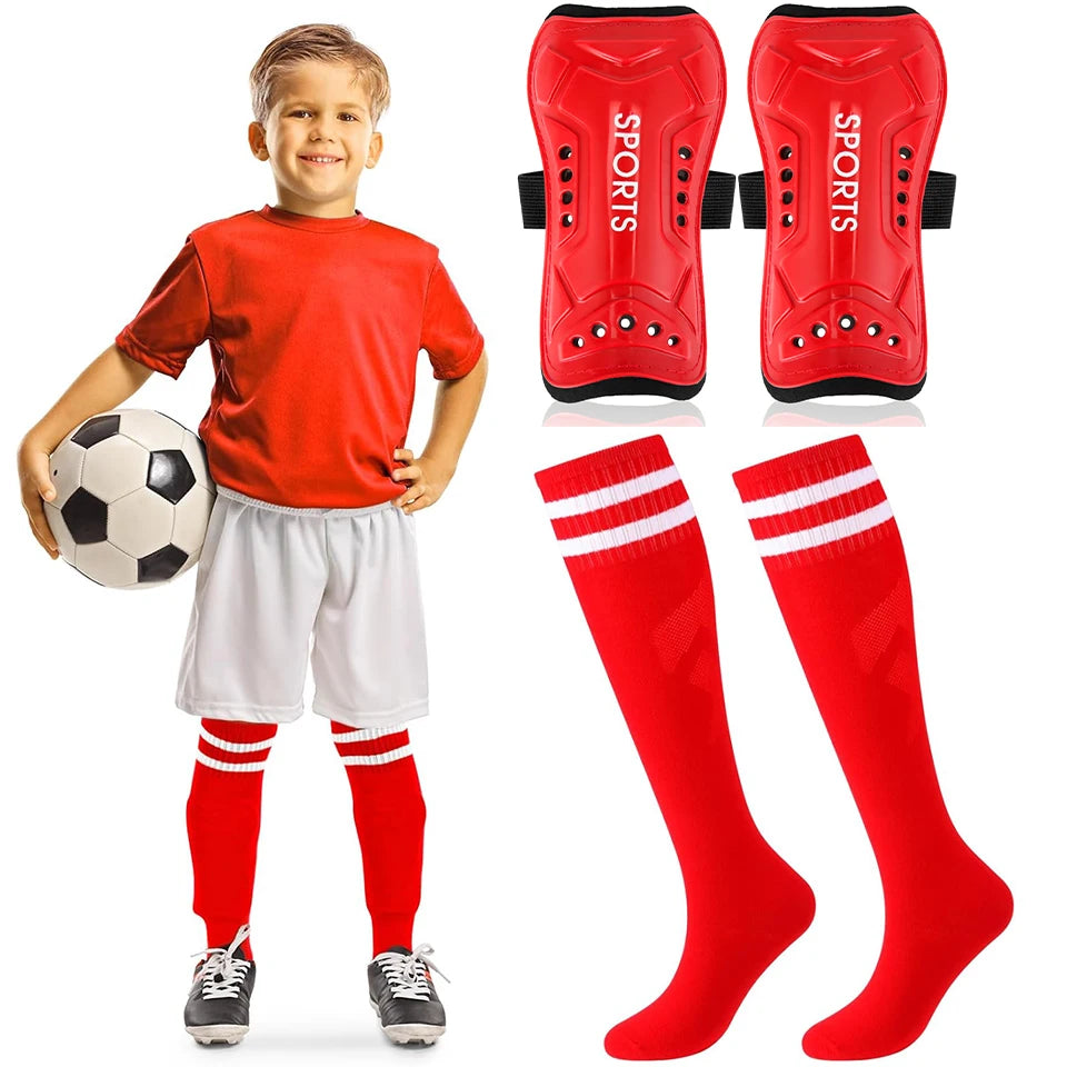 Loogdeel 2 Pair Soccer Shin Guards and Socks for Toddler Kids Youth, Lightweight Soccer Shin Pads Protective Defender Gear Quick Pick Grocers
