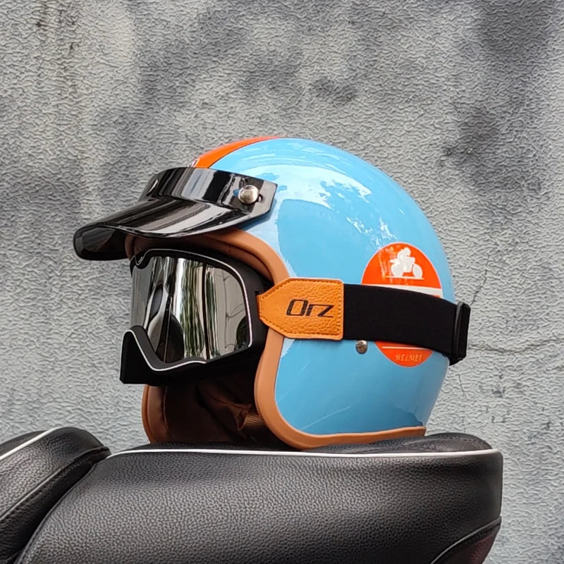 Retro semi-open motorcycle helmet cross-country motorcycle accessories motorcycle helmet 3/4 retro helmet in winter Quick Pick Grocers