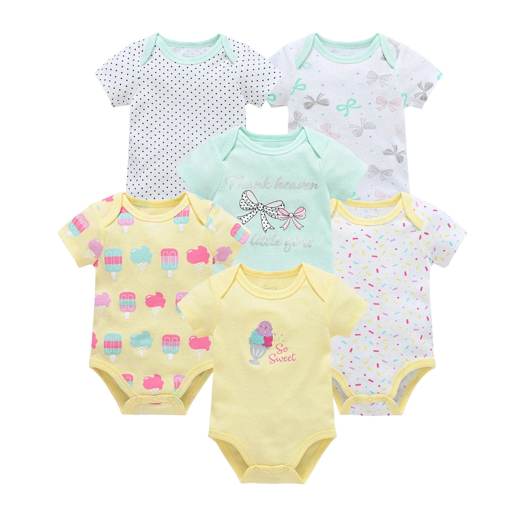 3/6 pcs a lot Baby Girls Clothes  pour nouveaux Cotton Short Sleeve Girl Bodysuit 0-12 Months Newborn Boys Clothing Toddler Econic Blanks