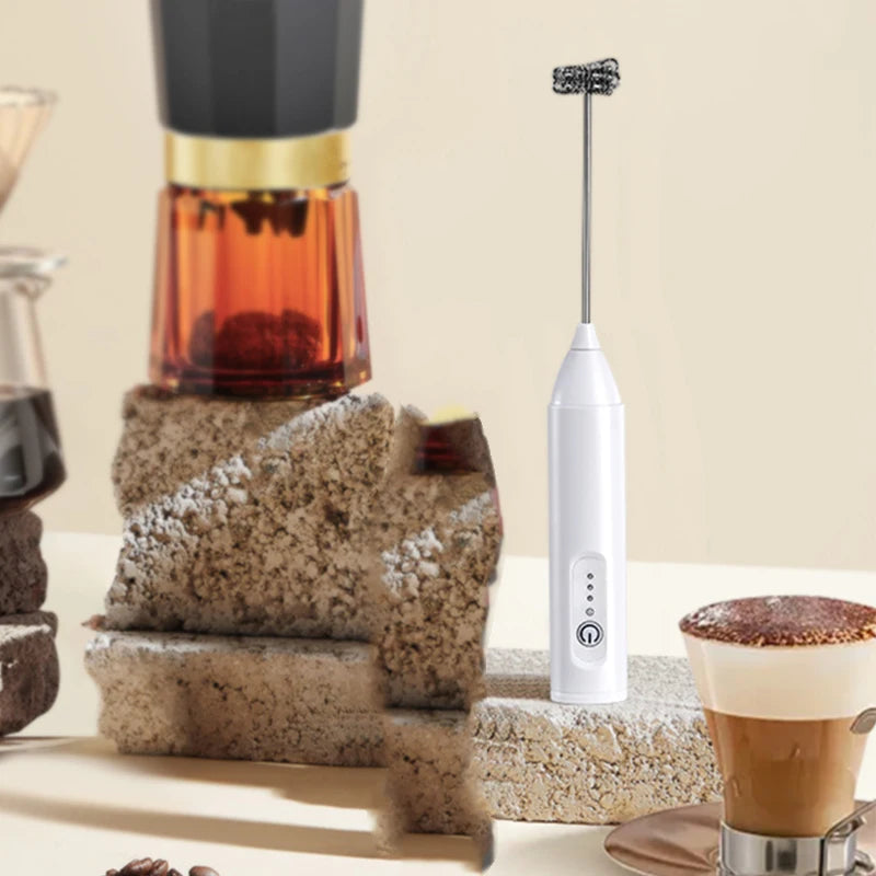 UPGRADED Electric Coffee Frother/MILK Whisk+Egg Beater MINI Food Blender USB Rechargeable Handheld Three Speeds Espresso Tools Quick Pick Grocers