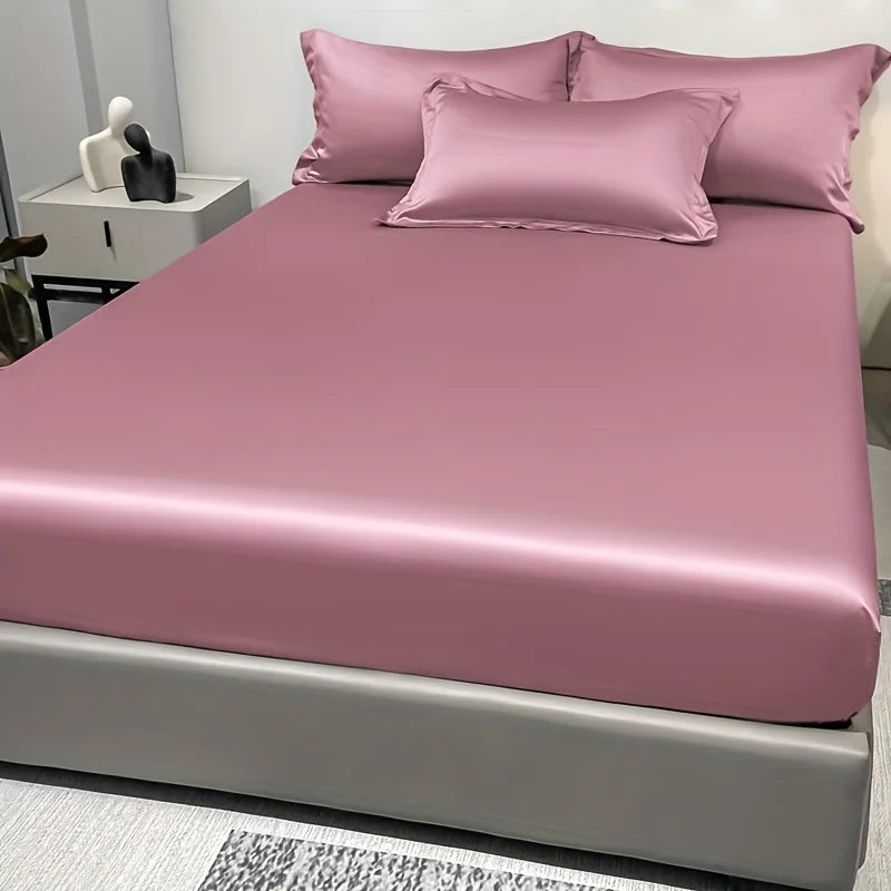 Modern Satin Fitted Sheet Ice Silk Bedspread Quick Pick Grocers