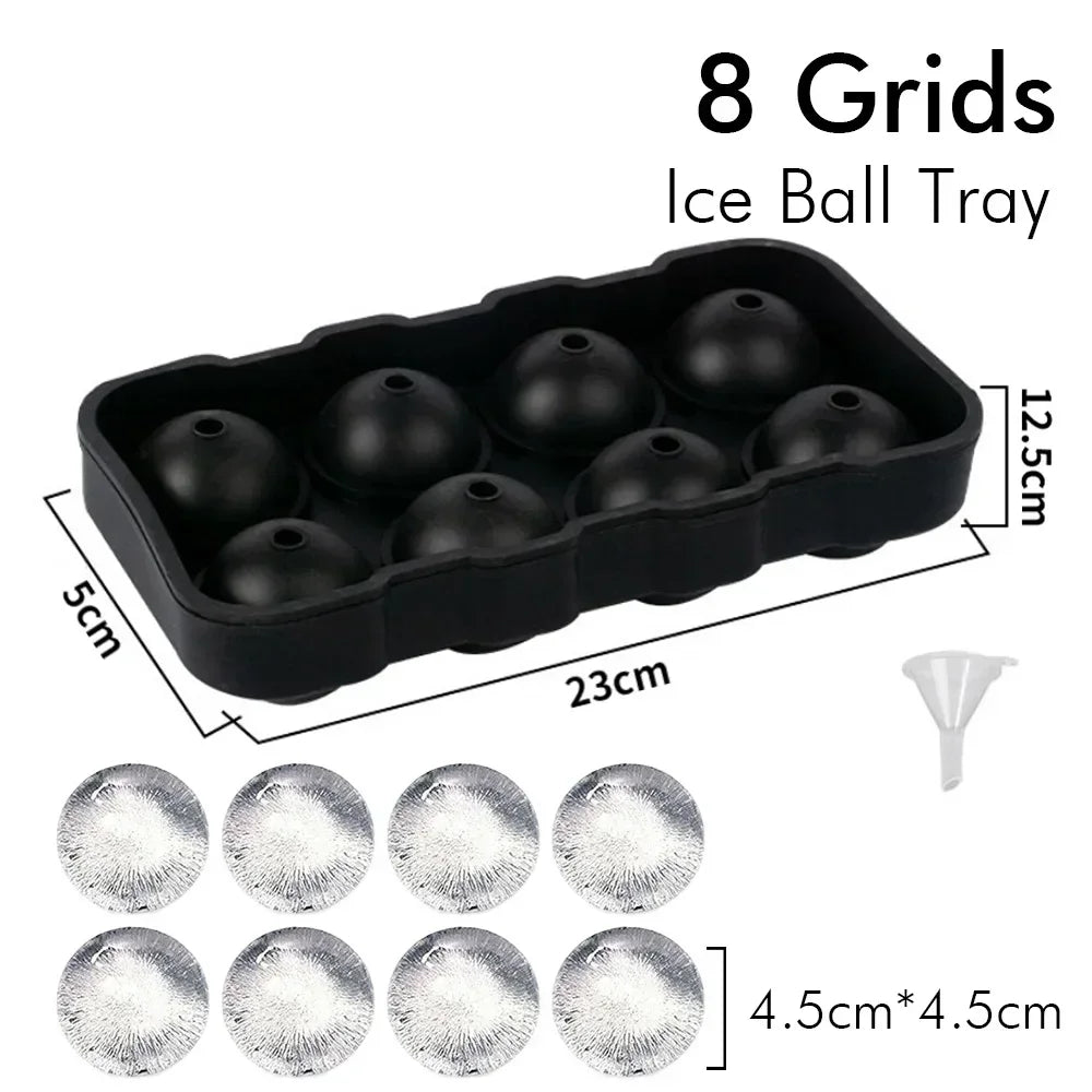 Ice Cube Tray Silicone Ice Ball Freezer Mold Square Ice Cube Maker with Lid 4/6/8 Grids for Whiskey Cocktail Coffee Accessories Quick Pick Grocers