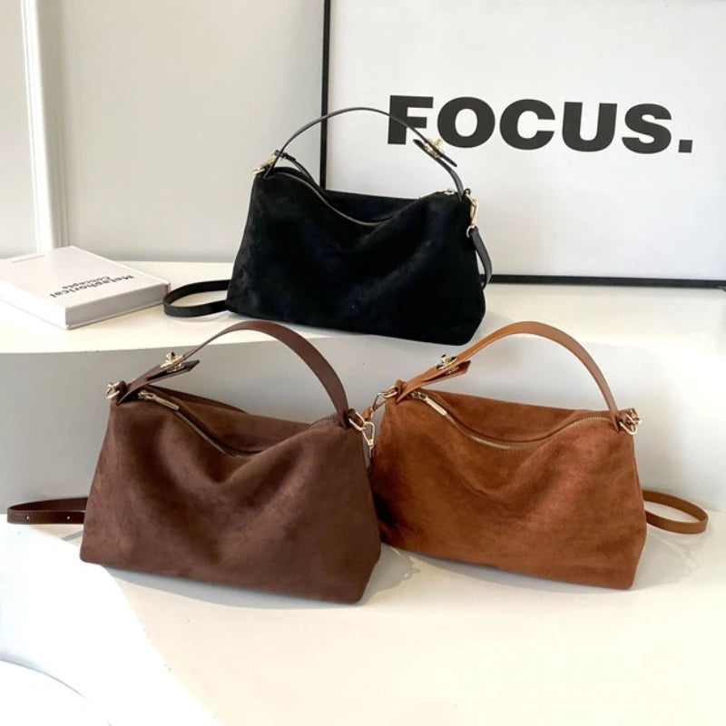 Advanced Retro Bag for Women's 2026 New Textured Frosted Shoulder Bag with Large Capacity Crossbody Commuting Tote Bag Quick Pick Grocers