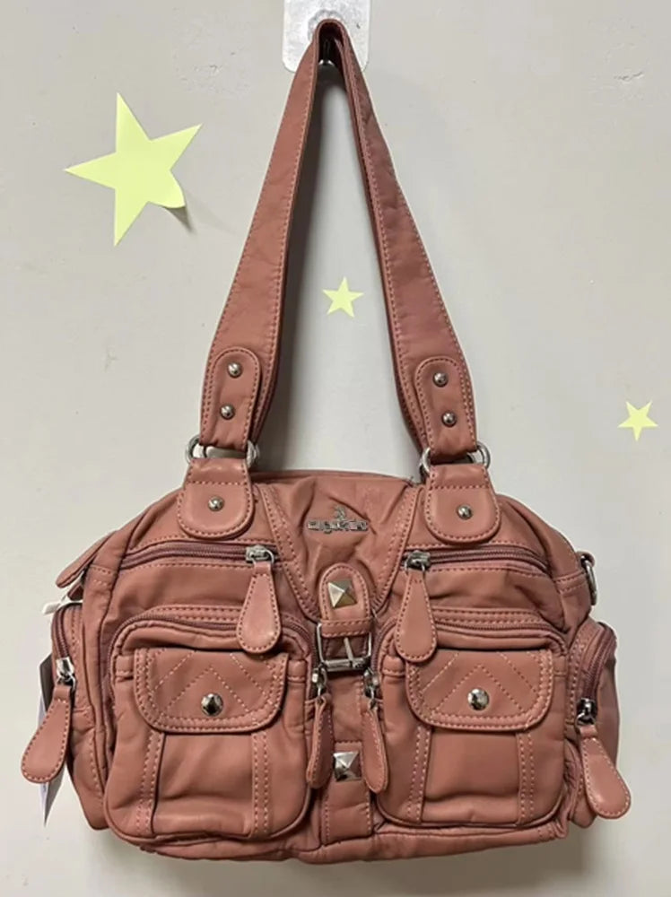 Vintage Women Handbags Satchel Top-handle Handbag PU Shoulder Bag Dumpling Pack Give Gifts Shoulder Bags Phone Money Pack Quick Pick Grocers