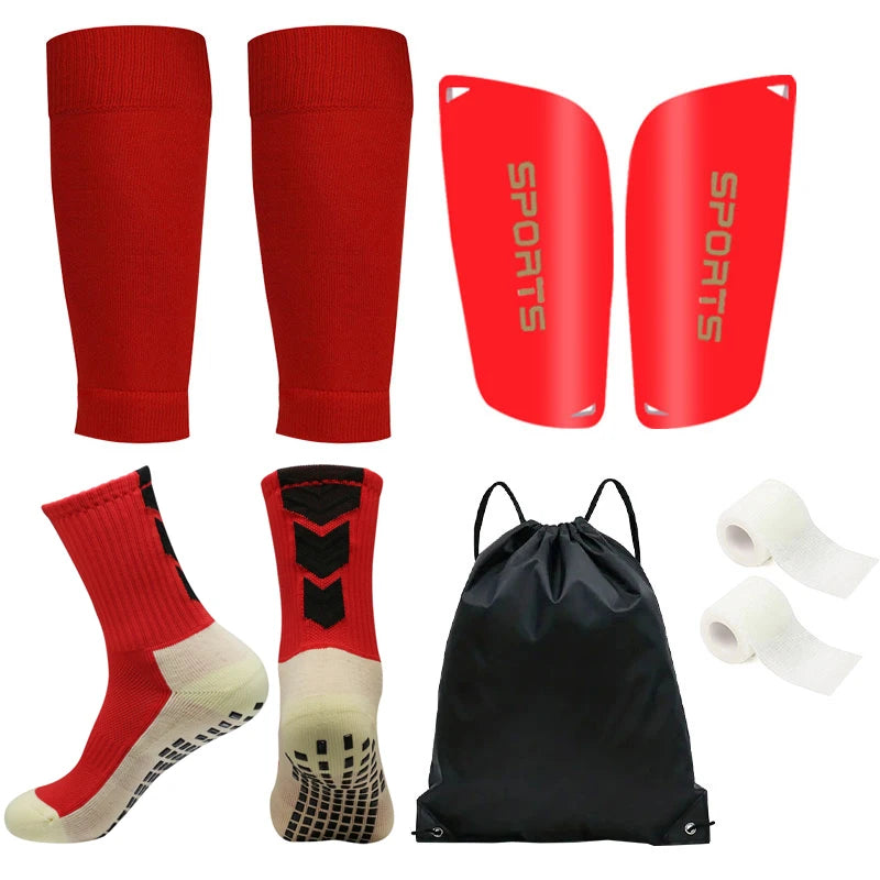 5PCS Set Drawstring Ball bag Football Sock Men Women Leg Guards Shin Pad for Sports Training Leg Cover Grip Soccer Socks Bandage Quick Pick Grocers