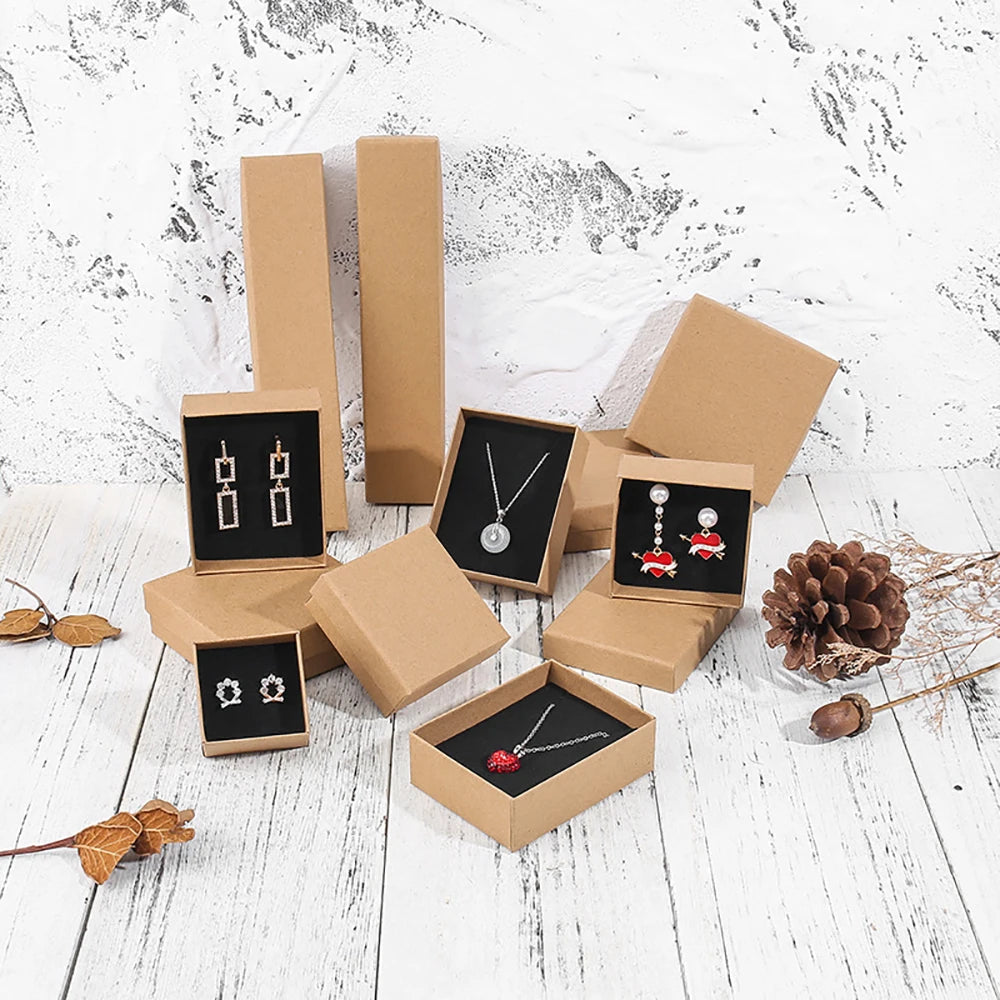 12pack White Simple Luxury Box Dark Green Paper Jewellry  Rings Earrings Bracelet Necklace Display Case Jewelry Organizer Boxes Purest Peak
