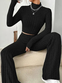 Stand Collar Navel T-shirt and Trumpet pants Quick Pick Grocers