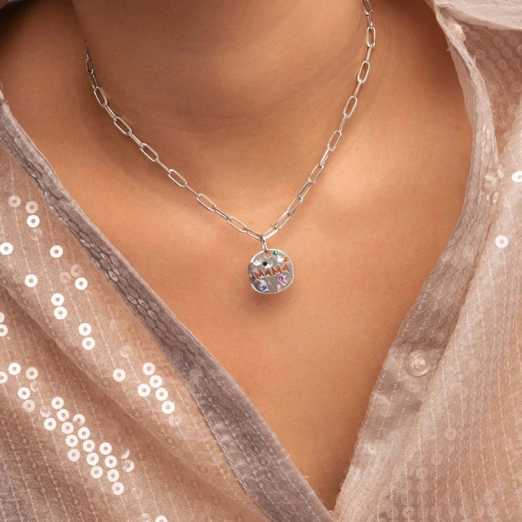 Mother's Day MAMA Necklace Gift Irregular Circular Guardian Pendant Necklace New Fashion Stainless Steel Necklace Accessory Gift Quick Pick Grocers