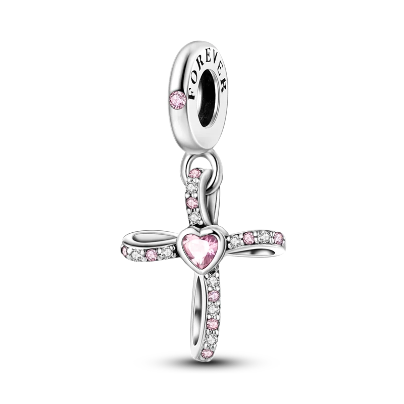 2025 Hot Sale Charms Bead 925 Sterling Silver Pink Butterfly Luminous Firefly Dangle Fit Bangle Bracelet Necklace DIY Jewelry Econic Blanks