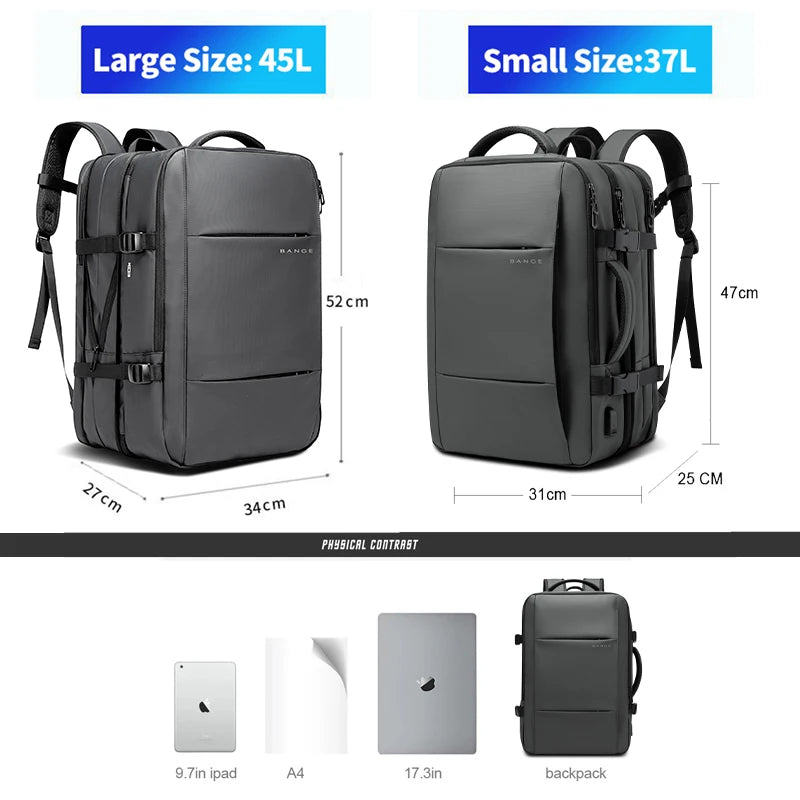 BANGE Aesthetic Men Business Backpack School Expandable USB Bag, Large Capacity 17.3 Laptop Waterproof Fashion Travel Backpack Econic Blanks
