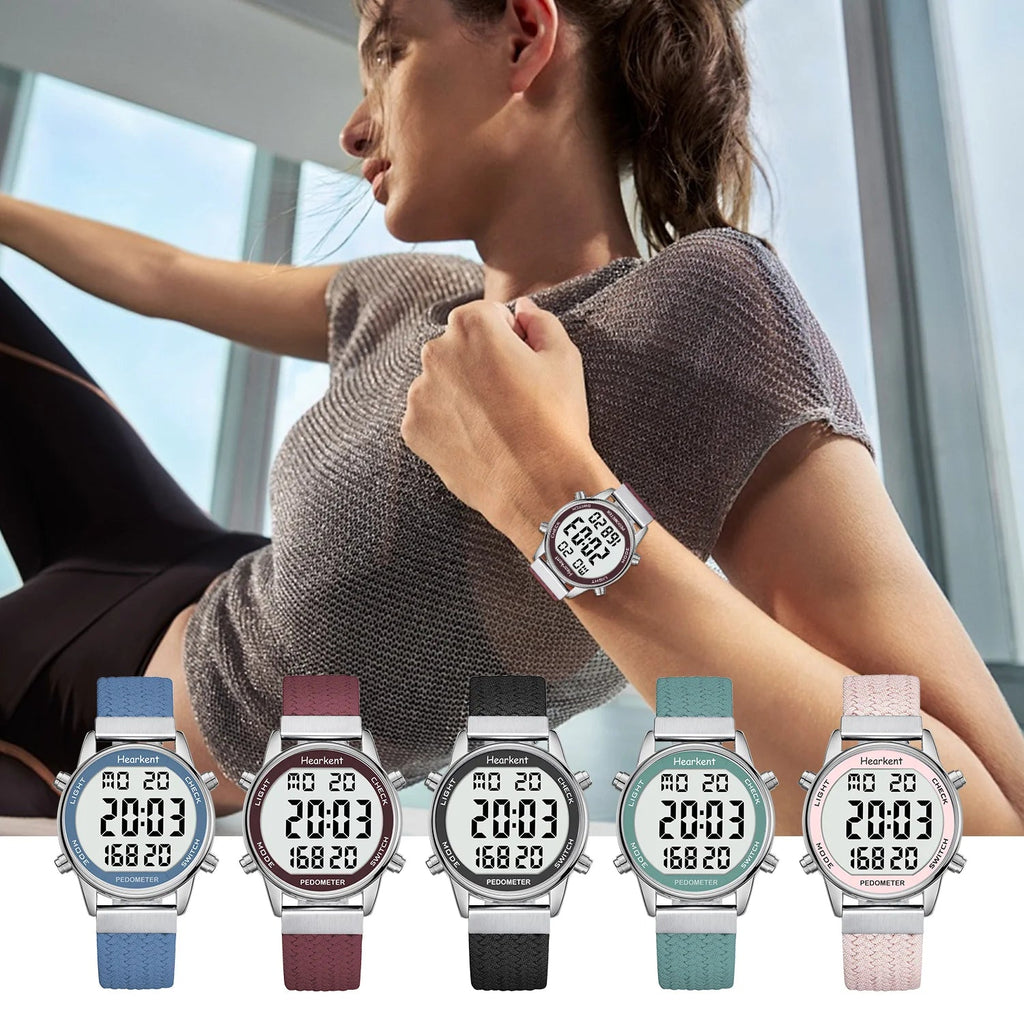 Hearkent Pedometer Sport Watches Step Counter Watch Women Digital Watches Calories Mile Stopwatch Countdown for Walking Tracker Quick Pick Grocers