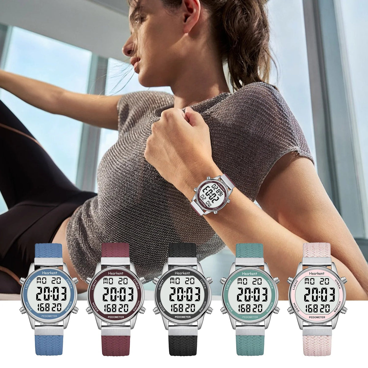 Hearkent Pedometer Sport Watches Step Counter Watch Women Digital Watches Calories Mile Stopwatch Countdown for Walking Tracker Quick Pick Grocers