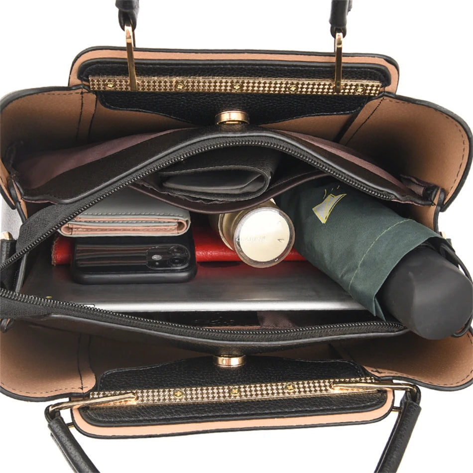2024 Luxury Women Designer 3 Layers Shoulder Crossbody Sac Ladies Large Capacity Leather Handbags Shopper Brand Messenger Totes Quick Pick Grocers
