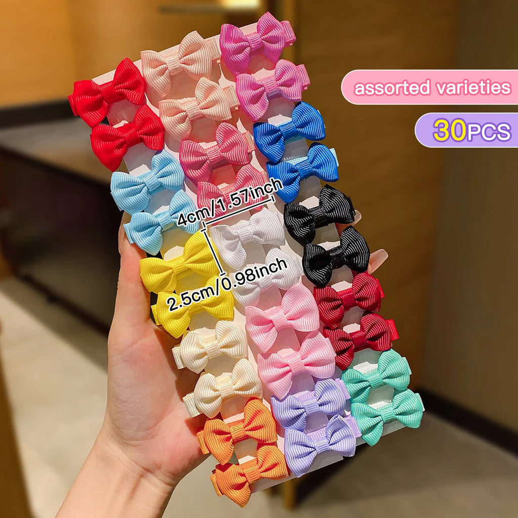 30 colored random bow fabric hair clips suitable for daily use as hair accessories Quick Pick Grocers