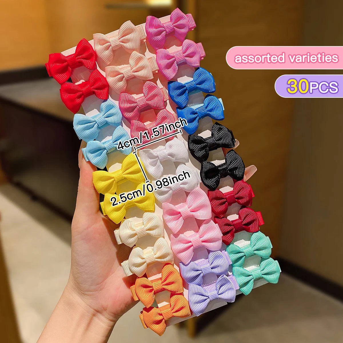 30 colored random bow fabric hair clips suitable for daily use as hair accessories Quick Pick Grocers