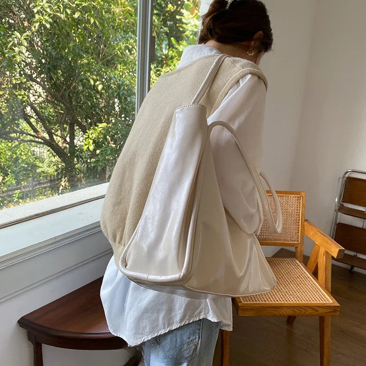 Portable Texture Tote Bag for Women, Shoulder Underarm Bag, Commuting Bag, Large Capacity, Niche Design, Autumn Winter Handbags Quick Pick Grocers