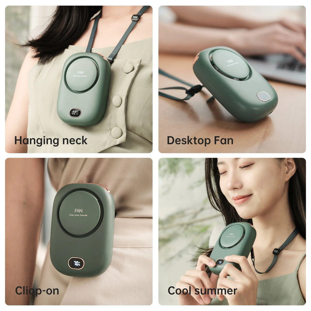 Vissko Portable Hanging Neck Fan Mini Fans with Adjustable Lanyard Bladeless USB Rechargeable Sports Cooling Fan for Kids Travel Quick Pick Grocers