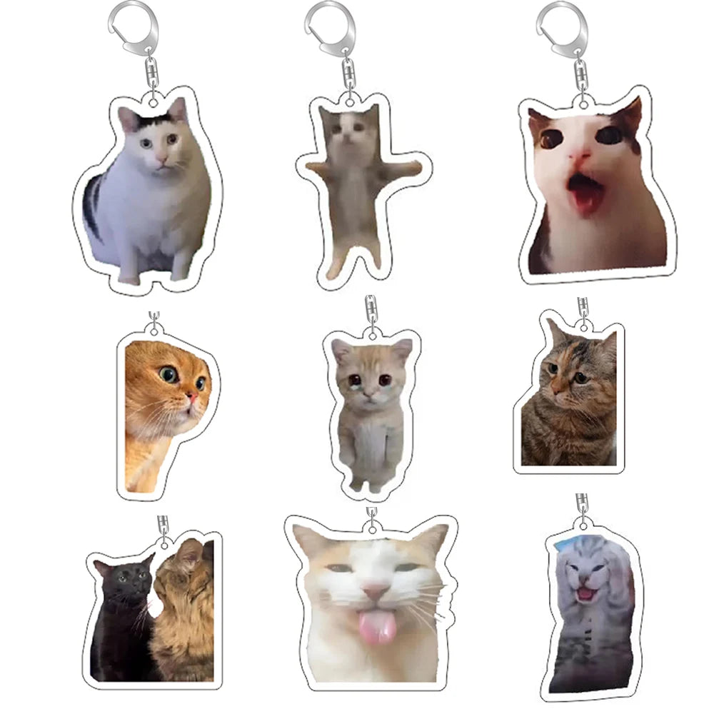 Funny Cat Memes Series Keychain Student Gift Bag Lanyard  Women's Bag Pendant Keychain Cute Things Cheap Gift For Best Friends Econic Blanks