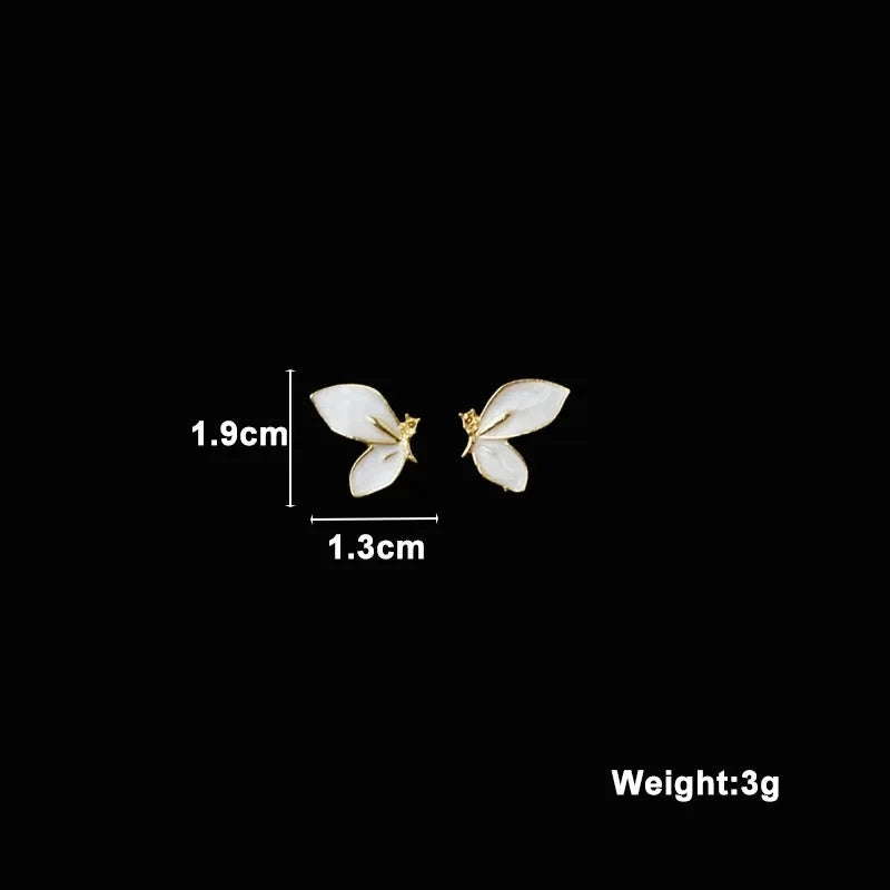 Pure White Women's Dangle Earrings Blooming Flower Acrylic Enamel Butterfly Imitation Pearl Heart Hanging Earrings Elegant brinc Econic Blanks