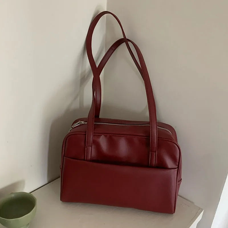 Korean Style Large Capacity Single Shoulder Women's Bag Versatile Vintage Underarm Bag Autumn 2025 New Arrival Tote Bag Quick Pick Grocers