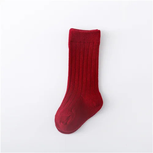Lawadka 0-5Years Kids Boys Girls Socks Cotton Solid Striped Soft Baby Knee Long Children's Socks School Sport Baby Sock 12 Color Quick Pick Grocers