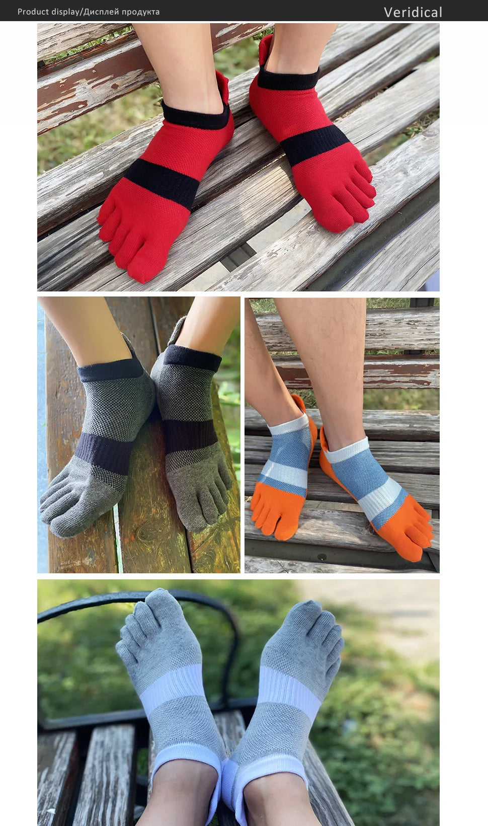 5 Pairs Five Finger Ankle Sport Socks Cotton Mens Striped Mesh Breathable Shaping Anti Friction No Show Socks With Toes EUR39-46 Quick Pick Grocers