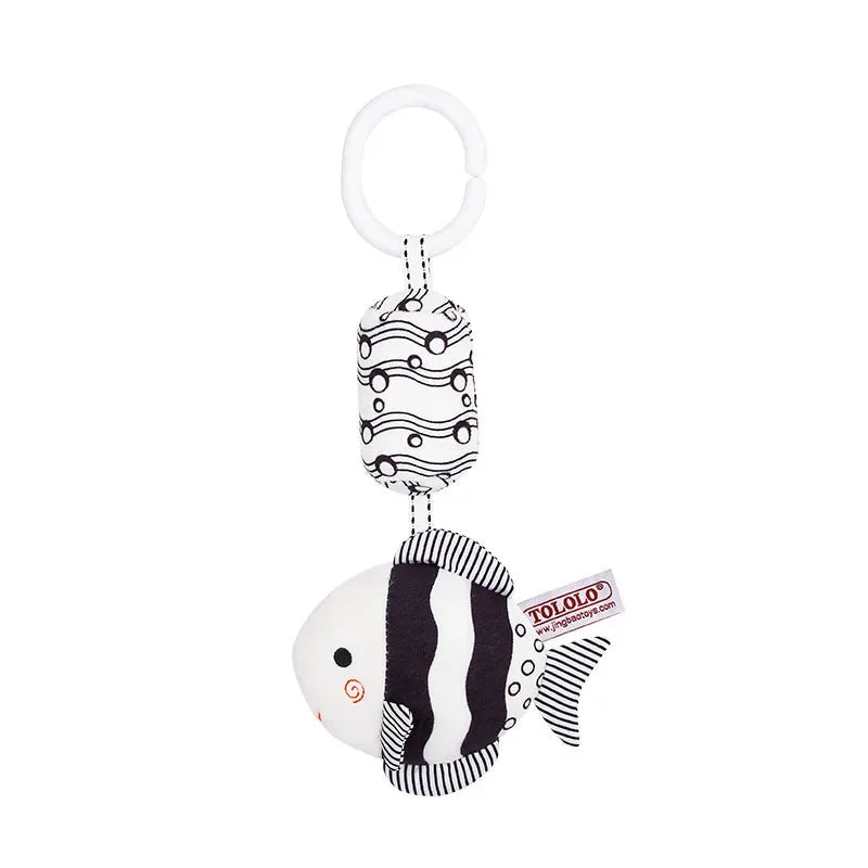 Stroller Bed Hanging Bell Plush Doll Baby Infant Rattles Newborn Black White Visual Grab Ability Training Toys игрушки для детей Purest Peak