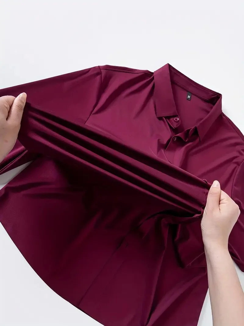 Premium Men's Ultra Stretch Dress Shirts Long Sleeve High Quality Business Formal Wrinkle-free Soft White Social Male Clothing Quick Pick Grocers