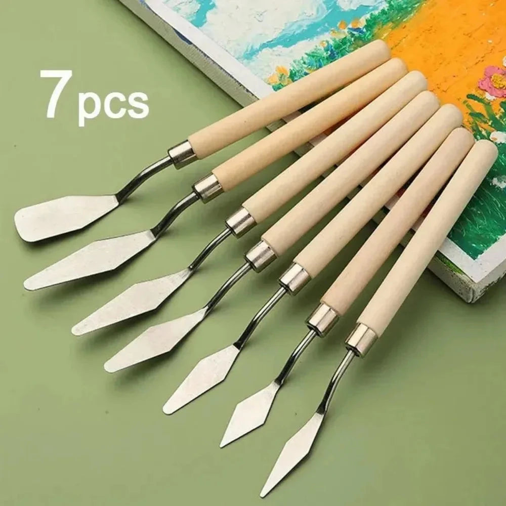 7Pcs Stainless Steel Oil Painting Knives Artist Crafts Spatula Palette Knife Mixing Knife Scraper Art Tools Econic Blanks