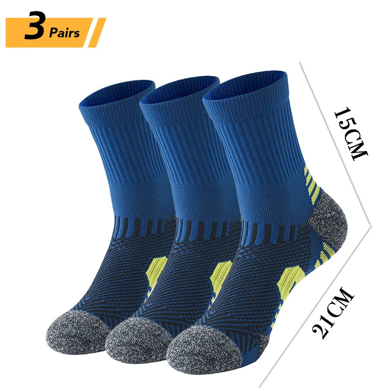 6/5/3 Pairs Men's Athletic Socks Sports Breathable Outdoor Running Compression Socks Cotton Training Long Black Stretch Socks Quick Pick Grocers