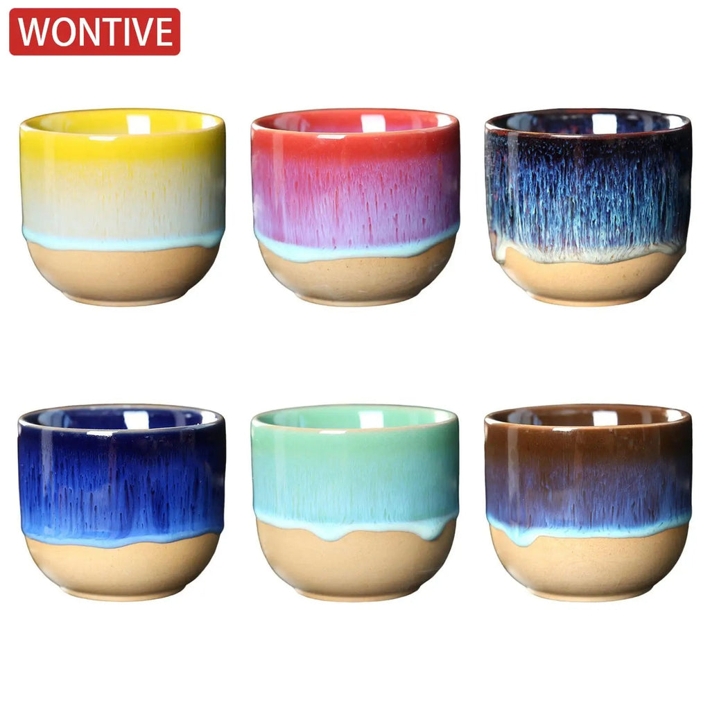 Kiln Change China Ceramic Tea Cup Pottery Jianzhan Drinkware  Temmoku Glaze Porcelain Kung Fu Cups Set for Water Latte Milk Quick Pick Grocers