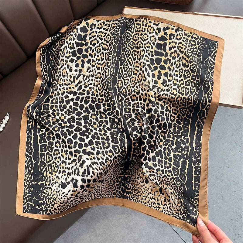 2025 Silk Shawl Print Headscarf Cat Hair Wrap Neckerchief Female Satin Square Scarf For Women Headband Foulard Hijab Bandana Quick Pick Grocers