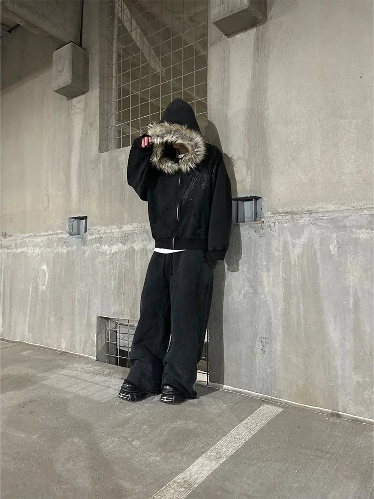 Autumn/Winter Y2k Women Aesthetic Harajuku Faux Fur Collar Hoodies Clothes Graphic Hip Hop Punk Gothic Zip Up Hoodies 2026 new Quick Pick Grocers