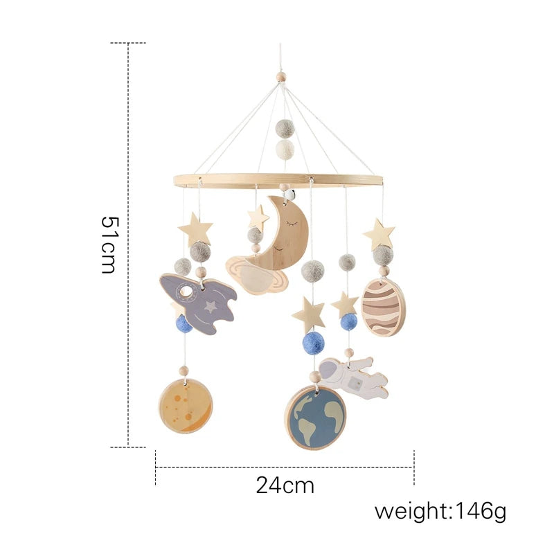 Baby Wooden Bed Bell Cartoon Rabbit Mobile Hanging Rattles Toy Hanger Crib Mobile Bed Bell Wood Toy Holder Arm Bracket Kid Gifts Purest Peak