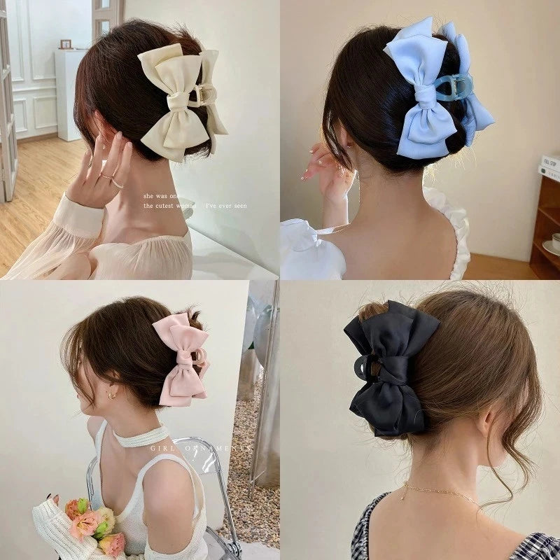 Fashion Women Bow Hairpin Korean Version Of Solid Color Butterfly Satin Hair Clips Girls Hair Accessories Headwear Quick Pick Grocers