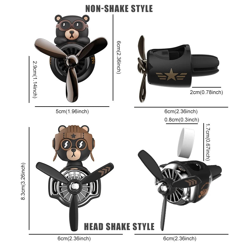 Rotating airplane pilot bear car air fresheners accessories interior decorations fan vent clips perfume fragrance diffuser aroma Econic Blanks