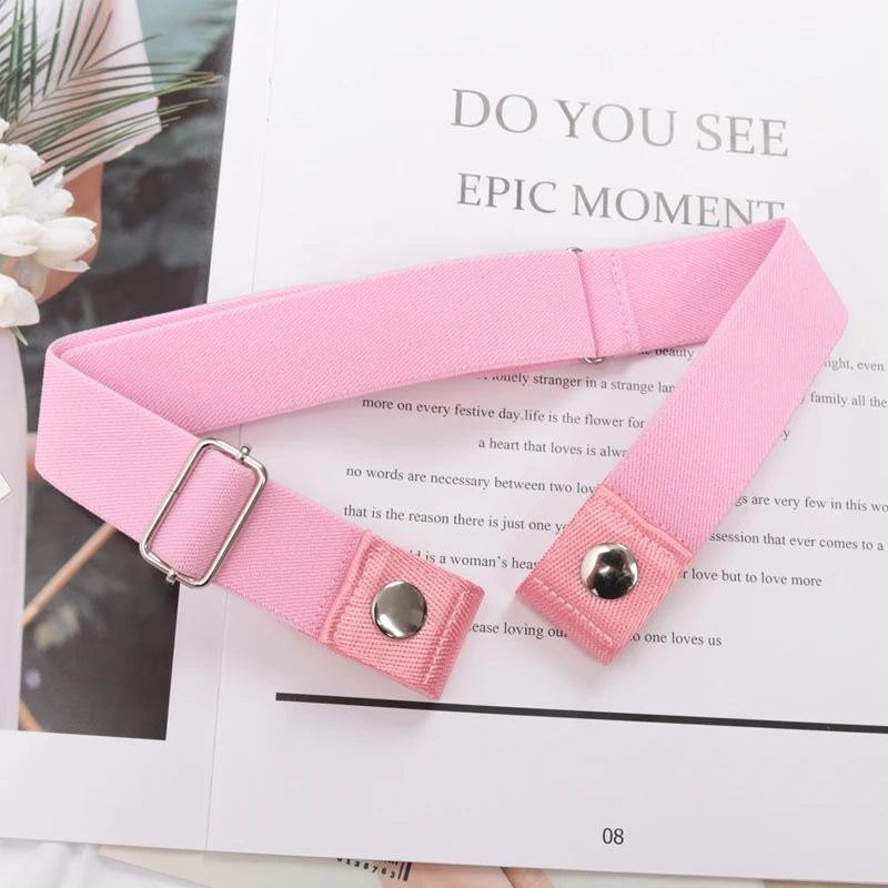 Elastic Belt Without Buckle Canvas Women Buckle Free Belt Ladies Jeans Pants Waist Lazy Belt Stretch No Buckle Invisible Belt Quick Pick Grocers