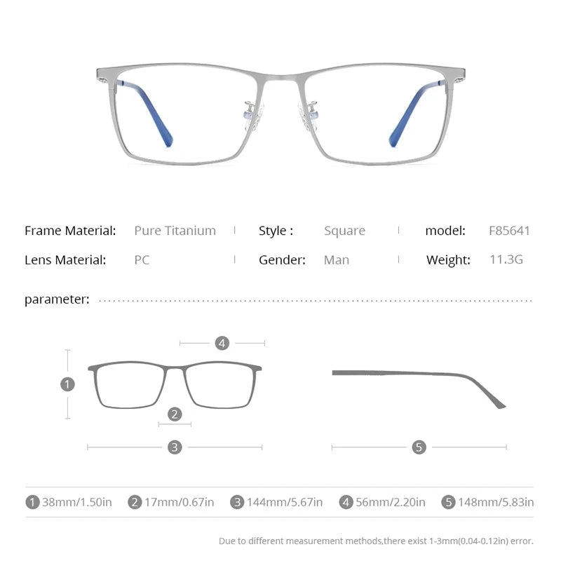 FONEX Titanium Glasses Frame Men Brand Design Square Eyewear Ultralight-Weight Japanese High-end Quality Eyeglasses Frames 85641 Econic Blanks
