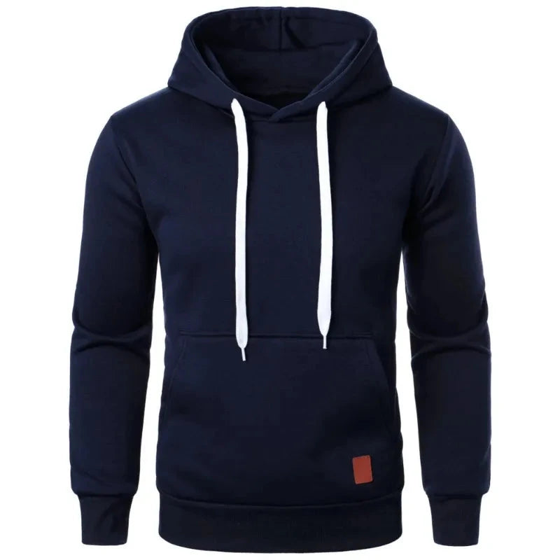 Mens Casual Hooded Collar Drawstring Hoodies Sweatshirts Long Sleeve Shirts Outdoor Streetwear Solid Color Lightweight Pullover Econic Blanks
