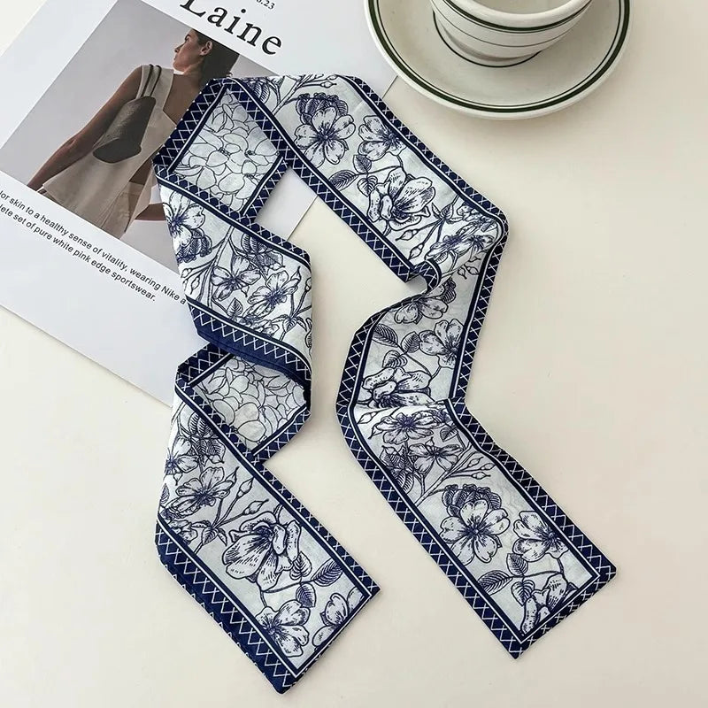 Cashew flower silk scarf, double-sided printed headband, ins decoration, versatile triangle scarf accessories Quick Pick Grocers
