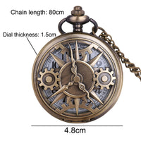Exquisite Retro Bronze Steampunk Hollow Gear Design Quartz Pocket Watch with Necklace Chain Leisure Pendant Gift Men's Clock Quick Pick Grocers