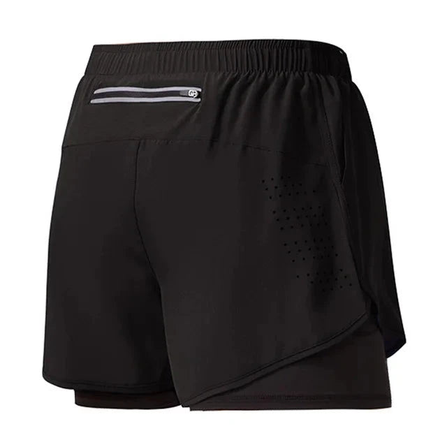 Men's Running Shorts Quick-drying Fitness Black Double Layer Shorts Men New Sport Workout Training Bodybuilding Short Pants Econic Blanks