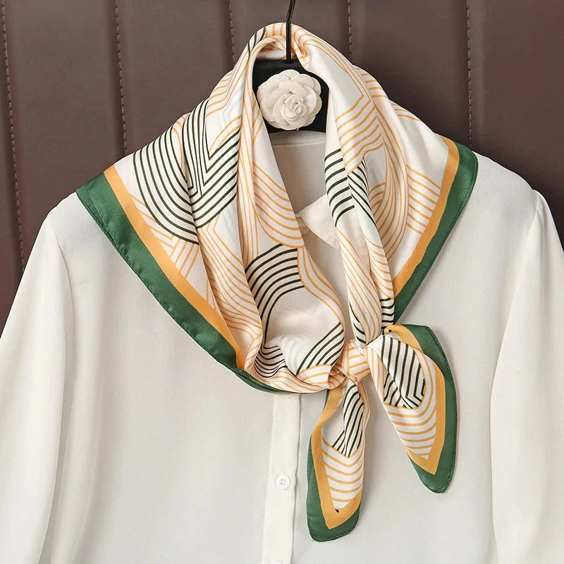 Luxury Print Satin Silk Square Scarf for Women Shawl Hijab Neckerchief Female Hair Ribbon Headband Fashion Wrap Bandana 2023 New Econic Blanks